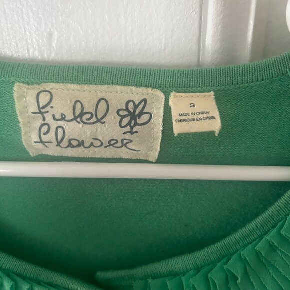 Anthropologie Fielel Flower Cropped button-up knit sweater with rogue neckline - Picture 5 of 8